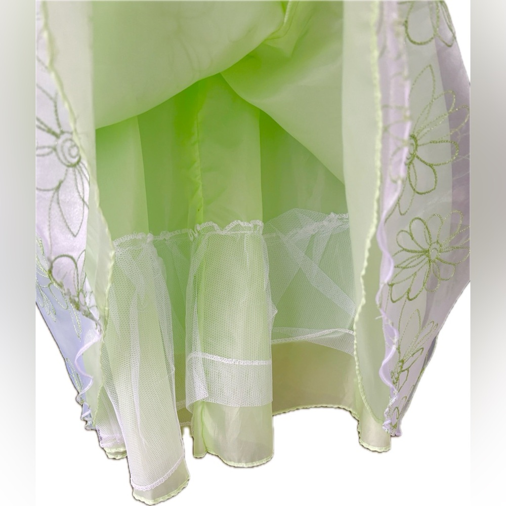 🐣Vintage Elegant Organza Green Floral Kids Dress - Size 10.5 🐣 - Picture 4 of 8